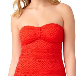 XL (16-18) Orange Sizzle Solid Crochet Bandeaukini